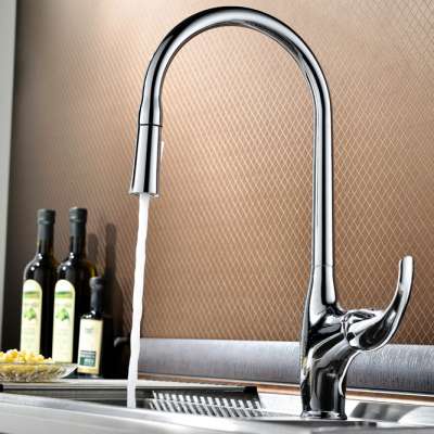 cupc good quality brass factory make hot sale long neck kitchen faucet pull down