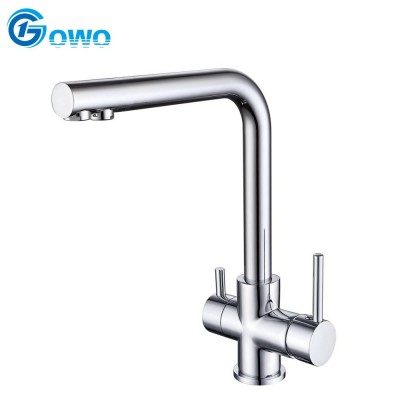 Pure Water Three Way Brass 3 Way Two Handle Spout Kitchen Drinking Faucets